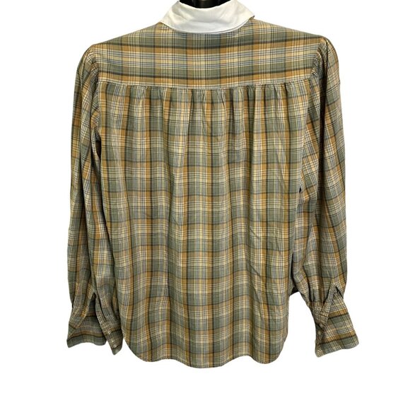 Plaid Blouse Long Sleeve Button Down Prairie Collared Top Career Casual Size XL‎ - Picture 2 of 7